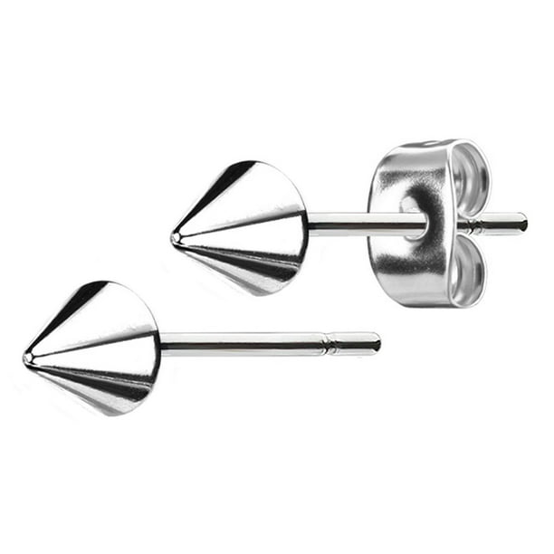 Stainless Steel Cone Spike Stud Earrings 1/4 inch Round 